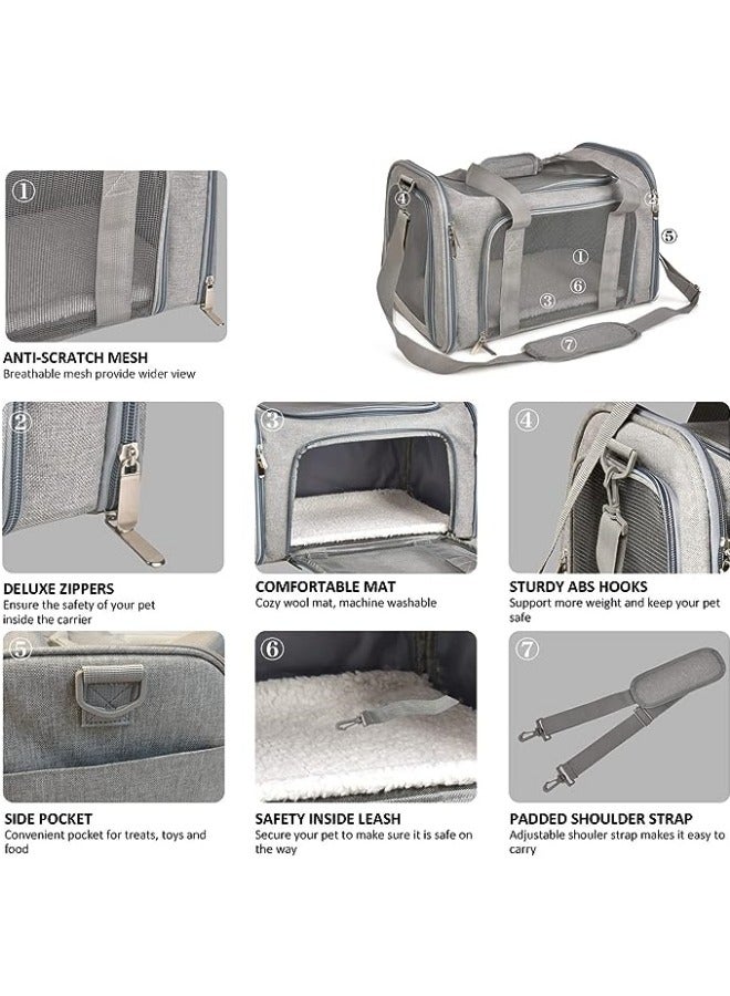 general Cat, Dog Carrier for Small Medium Cats Puppies up to 15 Lbs, TSA Airline Approved Carrier Soft Sided, Collapsible Travel Puppy Carrier - Grey - Image 5