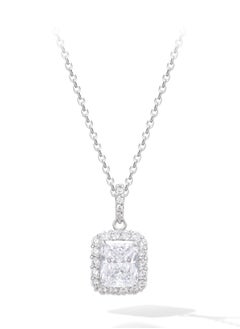 AWNL Square Serenity Sterling Silver Pendant Necklace with CZ Diamonds, Plated 18K Gold Gift for Women Girlfriend Wife  - Image 1