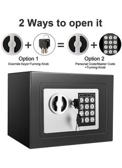 Arabest Security Safe, Digital Keypad Safe, Steel Alloy Safe, Store Documents, Cash, Jewelry, Suitable for Home/Office/Hotel (Black)  - Image 2