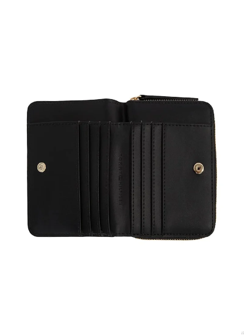 TOMMY HILFIGER Women's TH Monogram Zip-Around Wallet - Faux Leather, Black