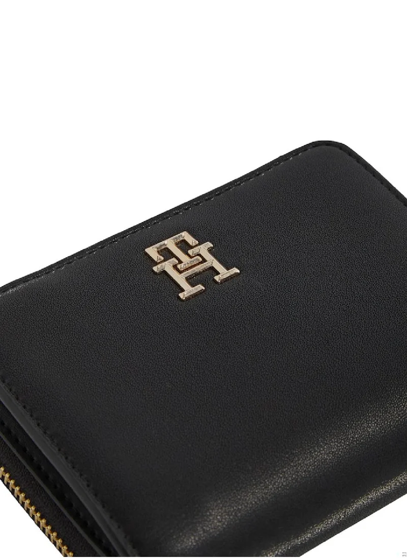 TOMMY HILFIGER Women's TH Monogram Zip-Around Wallet - Faux Leather, Black