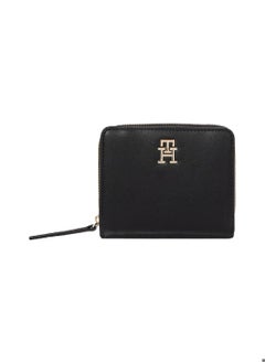 TOMMY HILFIGER Women's TH Monogram Zip-Around Wallet - Faux Leather, Black  - Image 1