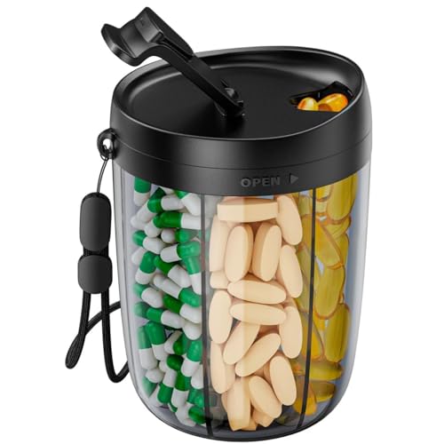 MAKABEE Large Pill Bottle Organizer, Supplement Organizer for Holding 6 Various Vitamins, Pill Box Case with Anti-Mixing & Wide Opening Design, Easy to Retrieve Meds - Image 1