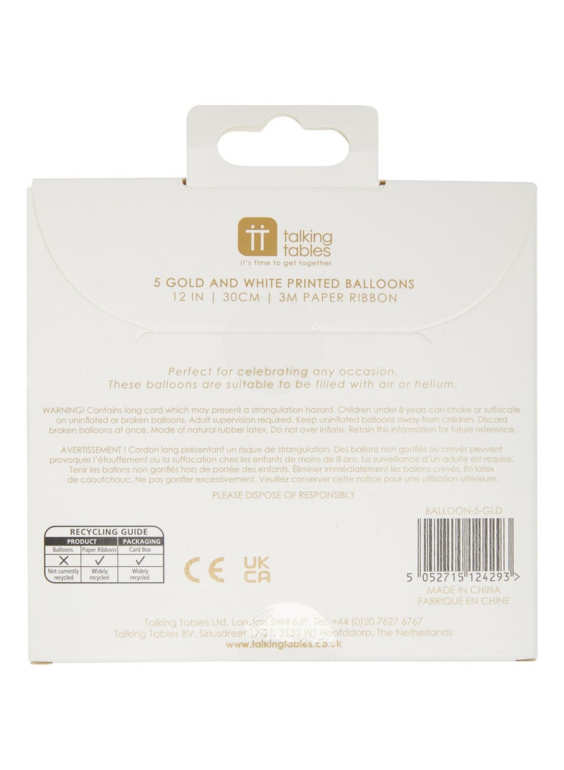 توكينج تيبلز بالونات قصاصات ورق ذهبية وبيضاء - عبوة من  قطع - Image 3