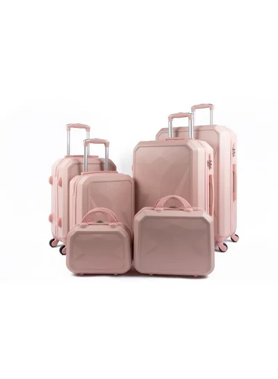LIMRA Luggage Trolley Bags set of 6 Pcs Lihgt Pink