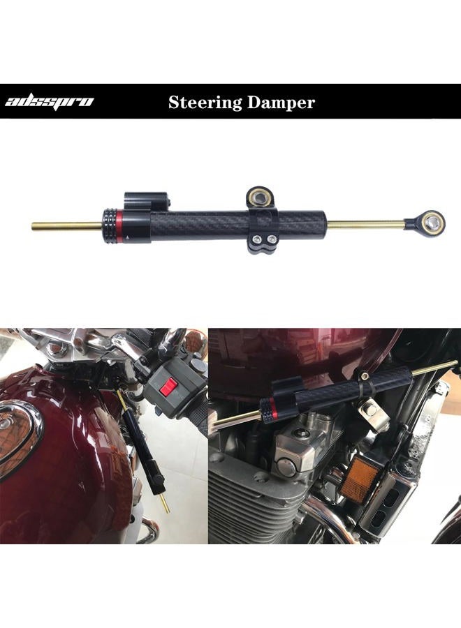 Adsspro Motorcycle Universal CNC Aluminum 13.5" Carbon Fiber Steering Damper Adjustable Damper Universal Steering Stabilizer For Sport Bike Street Bike Safety Control - Image 5