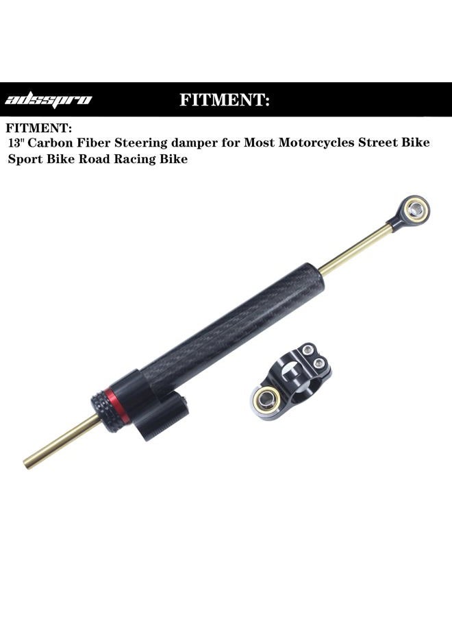 Adsspro Motorcycle Universal CNC Aluminum 13.5" Carbon Fiber Steering Damper Adjustable Damper Universal Steering Stabilizer For Sport Bike Street Bike Safety Control - Image 2