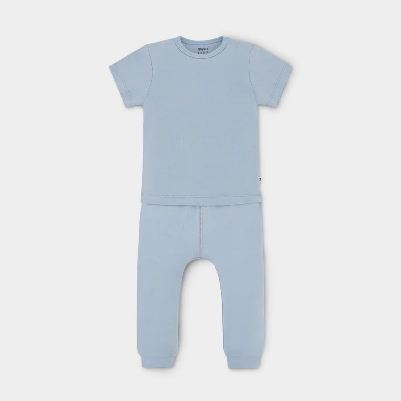 myko kids Solid Blue T-Shirt