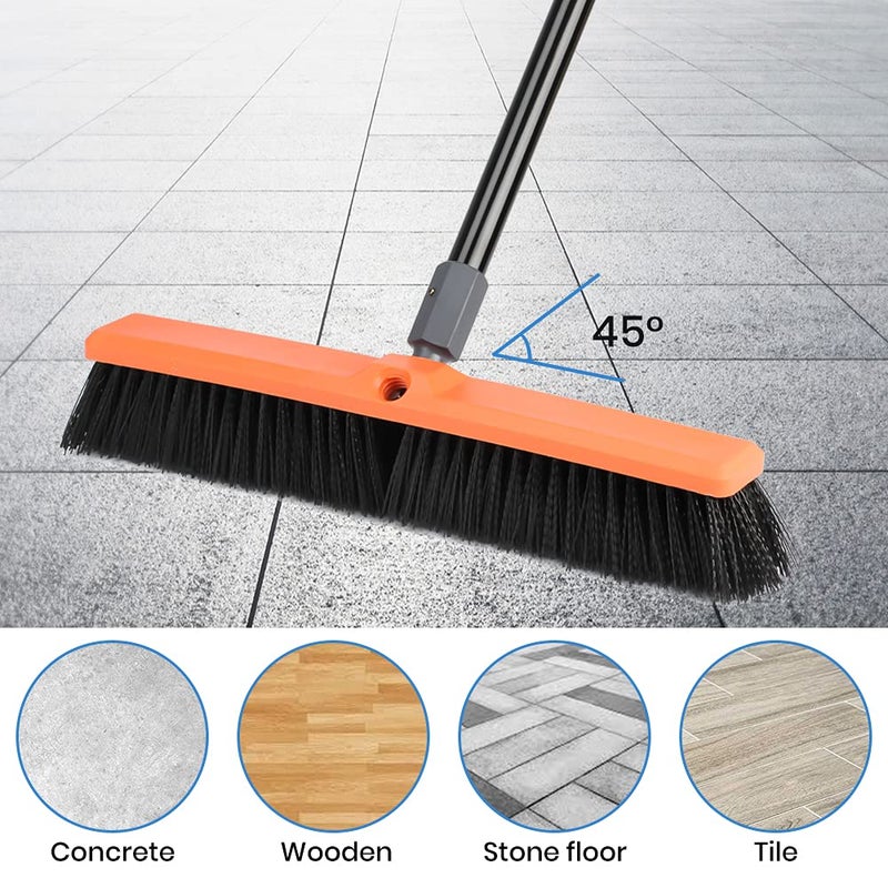 TreeLen 18 inch Push Broom Outdoor - Heavy Duty Broom for Driveways, Sidewalks, Patios and Deck Cleans Dirt, Debris, Sand, Mud, Leaves and Water-18 Wide Bristles - Image 2