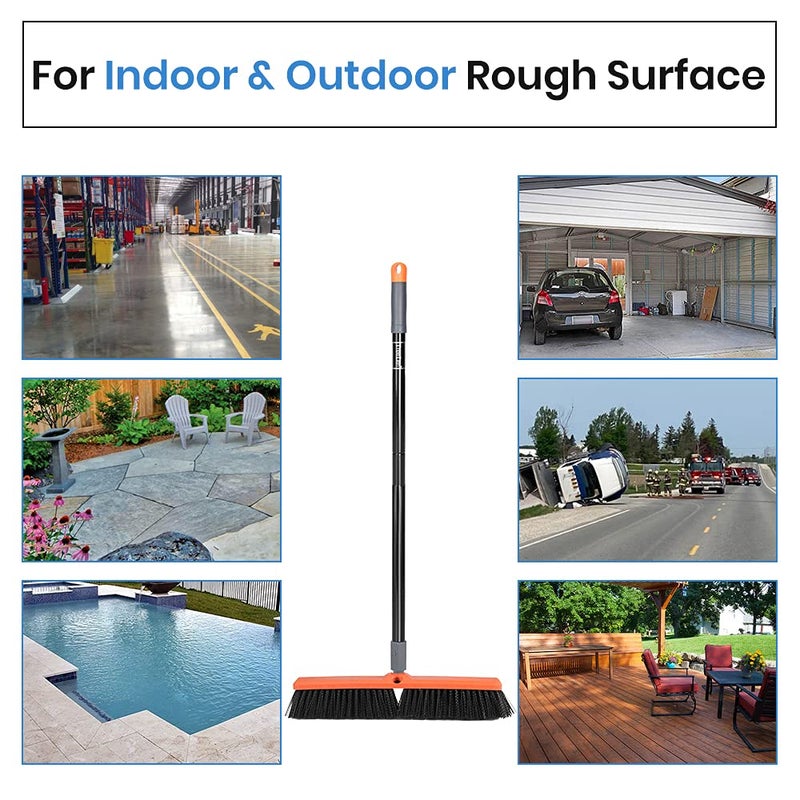 TreeLen 18 inch Push Broom Outdoor - Heavy Duty Broom for Driveways, Sidewalks, Patios and Deck Cleans Dirt, Debris, Sand, Mud, Leaves and Water-18 Wide Bristles - Image 3