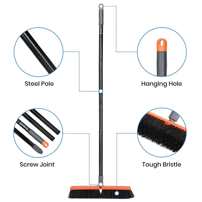 TreeLen 18 inch Push Broom Outdoor - Heavy Duty Broom for Driveways, Sidewalks, Patios and Deck Cleans Dirt, Debris, Sand, Mud, Leaves and Water-18 Wide Bristles - Image 5