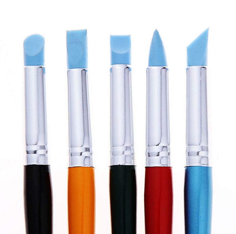 Amily Bao Core Artist Paint Brush Set5pcs Professional Silicon Brushes Blender for Painting Masking FluidClay Molding 5pcs Silicon PaintbrushBlue 