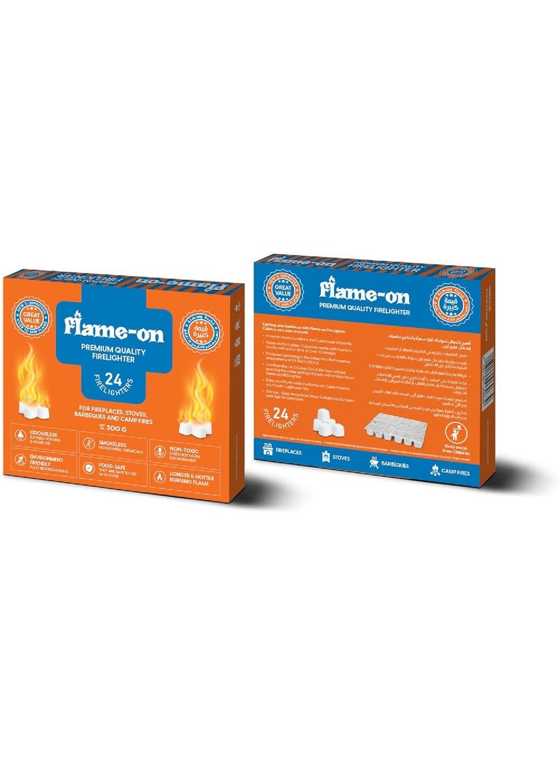 Flame-on Flame-On Premium Quality Fire Lighter Cubes for Charcoal,Fireplaces, Stoves, Barbeques BBQ and Camp Fires. (24 Piece Cubes)  - Image 3