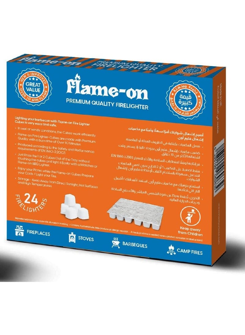 Flame-on Flame-On Premium Quality Fire Lighter Cubes for Charcoal,Fireplaces, Stoves, Barbeques BBQ and Camp Fires. (24 Piece Cubes)  - Image 2