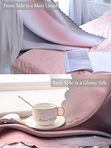 Yancorp Curtains for Girls Bedroom Kids Room Curtain Colorful Window Nursery Curtain 84 inches Length Room Darkening Grommet 2 Layers (Pink Grey, W52 X L84) - Image 4