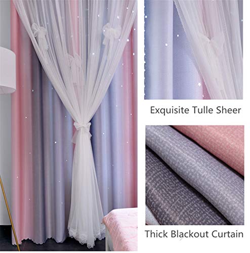 Yancorp Curtains for Girls Bedroom Kids Room Curtain Colorful Window Nursery Curtain 84 inches Length Room Darkening Grommet 2 Layers (Pink Grey, W52 X L84) - Image 5