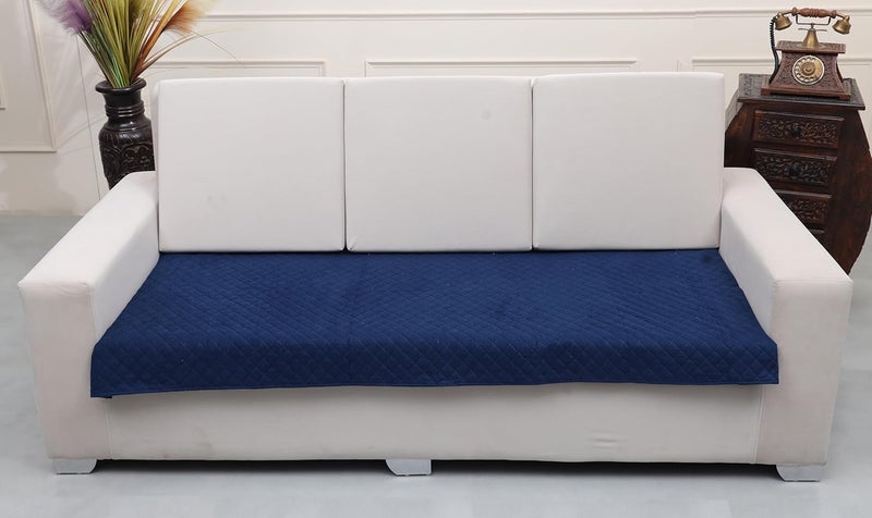 AAZEEM Original Velvet Sofa Cover Stretch Fitted Removable Washable Furniture Protector Slipcovers Blue Color 3 Seater Sofa Cover - Image 1