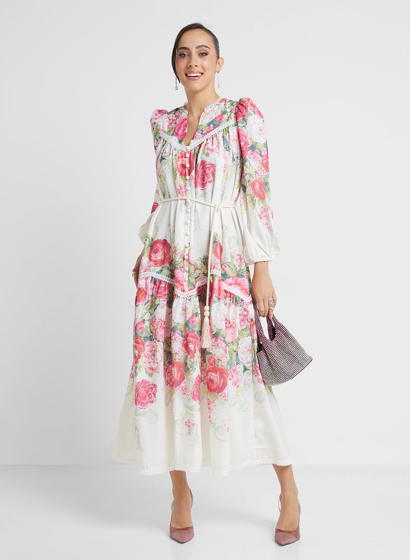 خزانة فستان طبقات بنقشة الزهور - Image 4