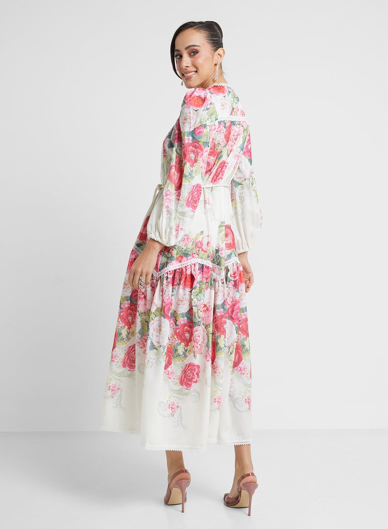 خزانة فستان طبقات بنقشة الزهور - Image 2