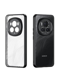 Compatible with Honor Magic 6 Pro 5G Case, High Quality PC+TPU Material Flowing Line Transparent Frosted Protective, Anti-Fall Drop Protection, Shockproof Case, Black