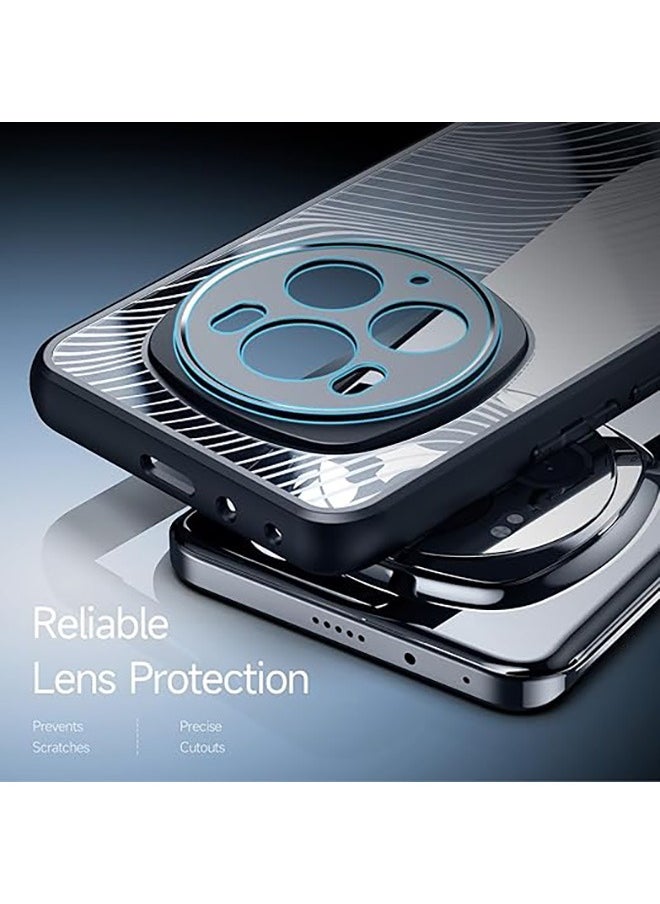 Generic - Compatible with Honor Magic 6 Pro 5G Case, High Quality PC+TPU Material Flowing Line Transparent Frosted Protective, Anti-Fall Drop Protection, Shockproof Case, Black - Image 1
