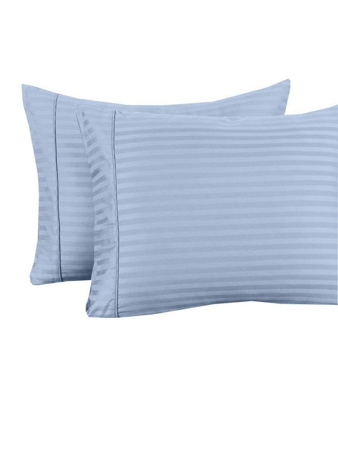 sheetsnthings Pillowcases-Striped 300 Thread Count, 100-Percent Cotton King Size Pair of Pillow Covers (Blue) 20 Inches Wide by 40 Inches Long - Image 1