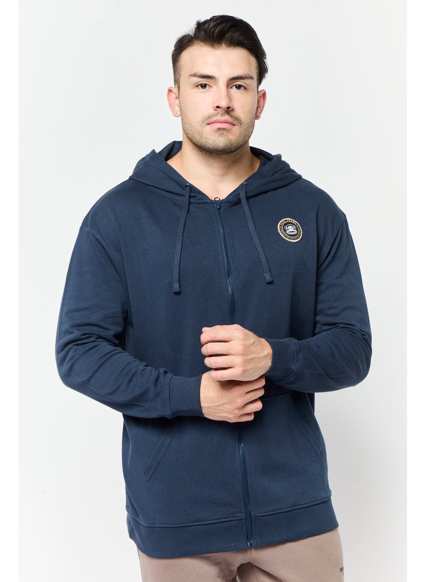 Paul Frank Men Hooded Brand Logo Long Sleeves Sweatshirt, Navy  - Image 1