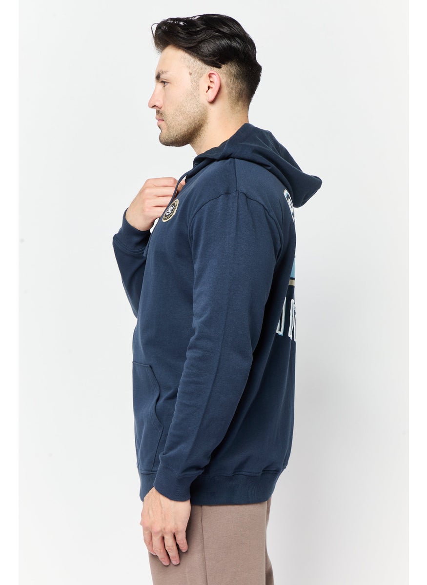 Paul Frank Men Hooded Brand Logo Long Sleeves Sweatshirt, Navy  - Image 3