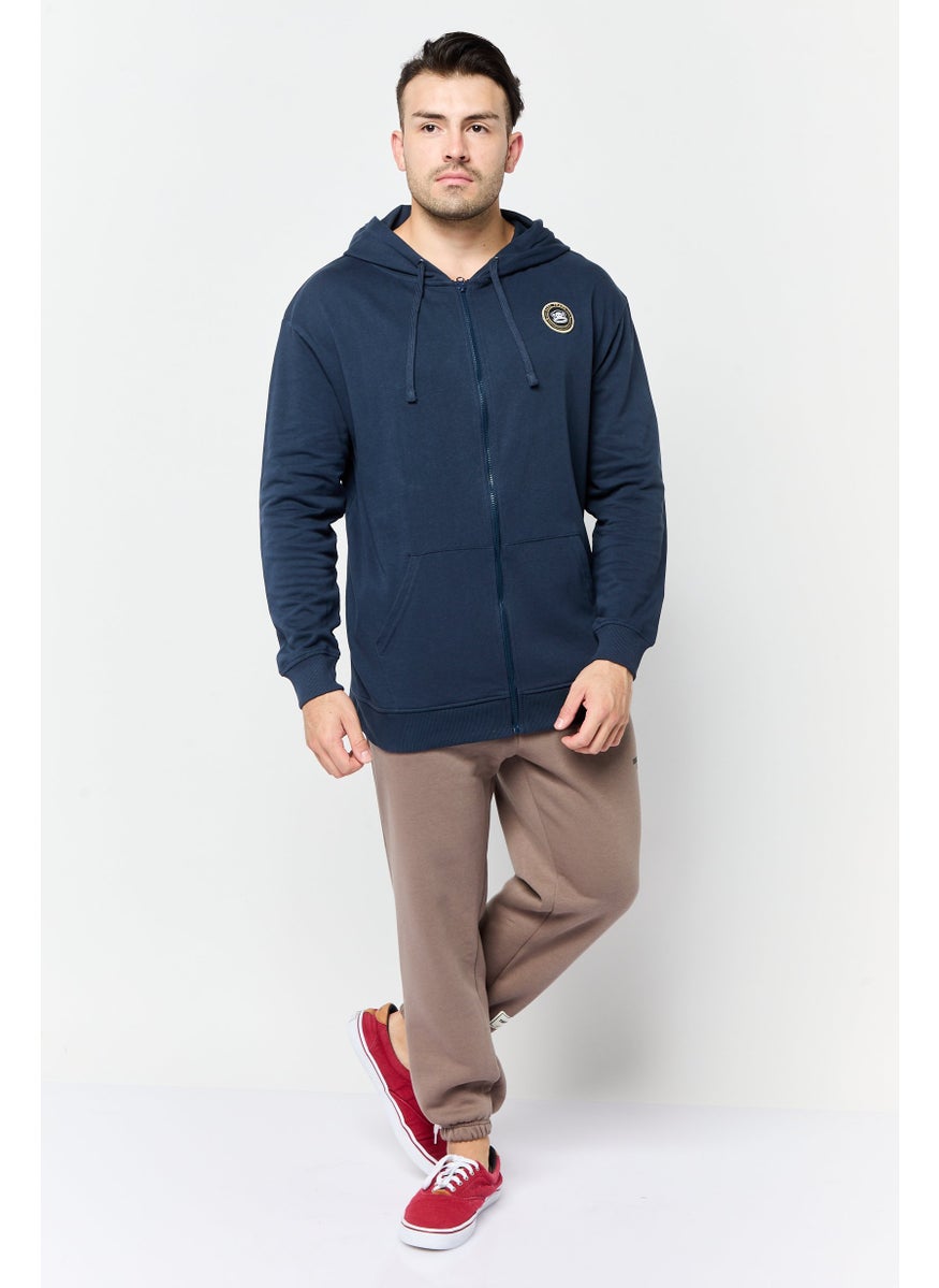 Paul Frank Men Hooded Brand Logo Long Sleeves Sweatshirt, Navy  - Image 4