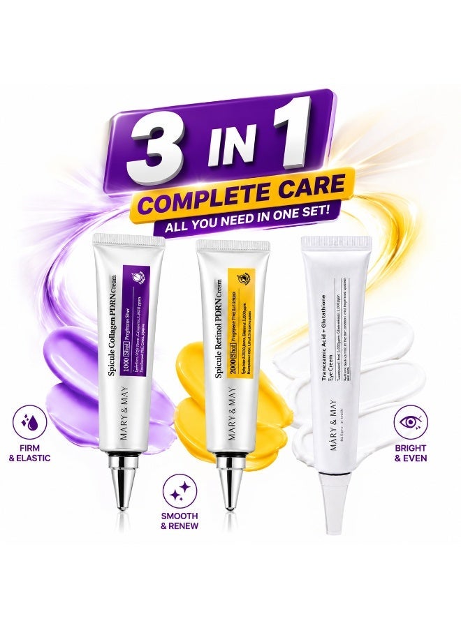 Mary Meyer MARY & MAY 3-in-1 Complete Care Package – Spicule Collagen PDRN 1000 Shot Cream + Spicule Retinol PDRN 2000 Shot Cream + Tranexamic Acid & Glutathione Eye Cream - Image 3