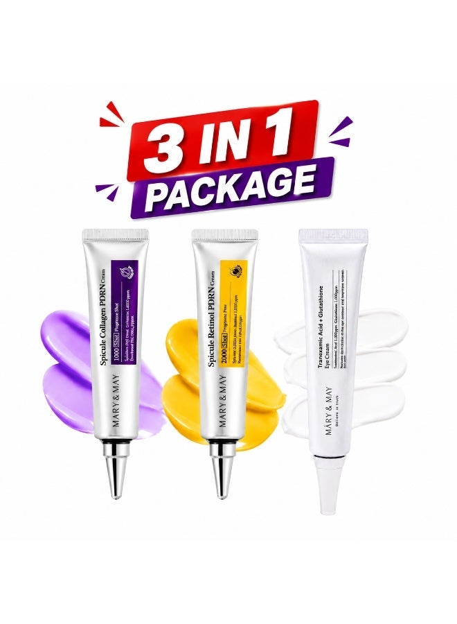 Mary Meyer MARY & MAY 3-in-1 Complete Care Package – Spicule Collagen PDRN 1000 Shot Cream + Spicule Retinol PDRN 2000 Shot Cream + Tranexamic Acid & Glutathione Eye Cream - Image 4