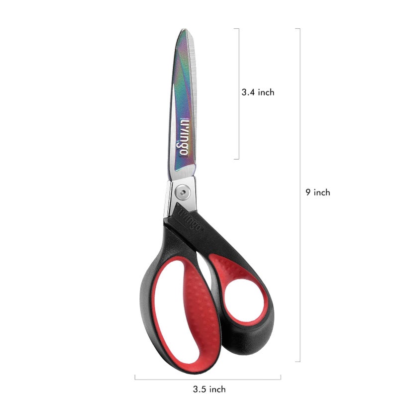 LIVINGO Industrial Scissors Heavy Duty: 9" Professional Multipurpose Shears Sharp Stainless Steel - Forged Titanium Coated Scissors for Fabric Sewing Carpet Craft Workshop Outdoor Home Office - Image 2