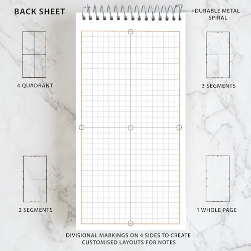 NEORAH—PETITE Daily To Do List Pad | 128 Pages | 20.0 x 10.0 cm|Daily + Hourly Split + Notes page|Durable Metal Spiral Desk Notepad + tear off sheets | Academics Planner, Office Work Planner (RED) - Image 4