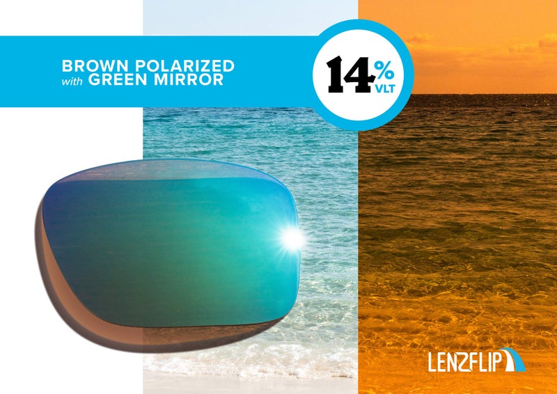 LenzFlip Polarized Replacement Lenses for Oakley Holbrook OO9102 Sunglasses - Crafted in USA - Brown Polarized with Green Mirror Lenses - Image 2