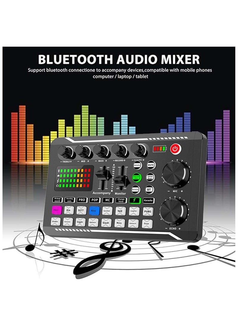 NNEWVANTE F988 Professional DJ Mixer with Voice Changer & Effects, Sound Mixer Board for Live Streaming/Gaming (F998 Sound Card + Microphone)  - Image 2