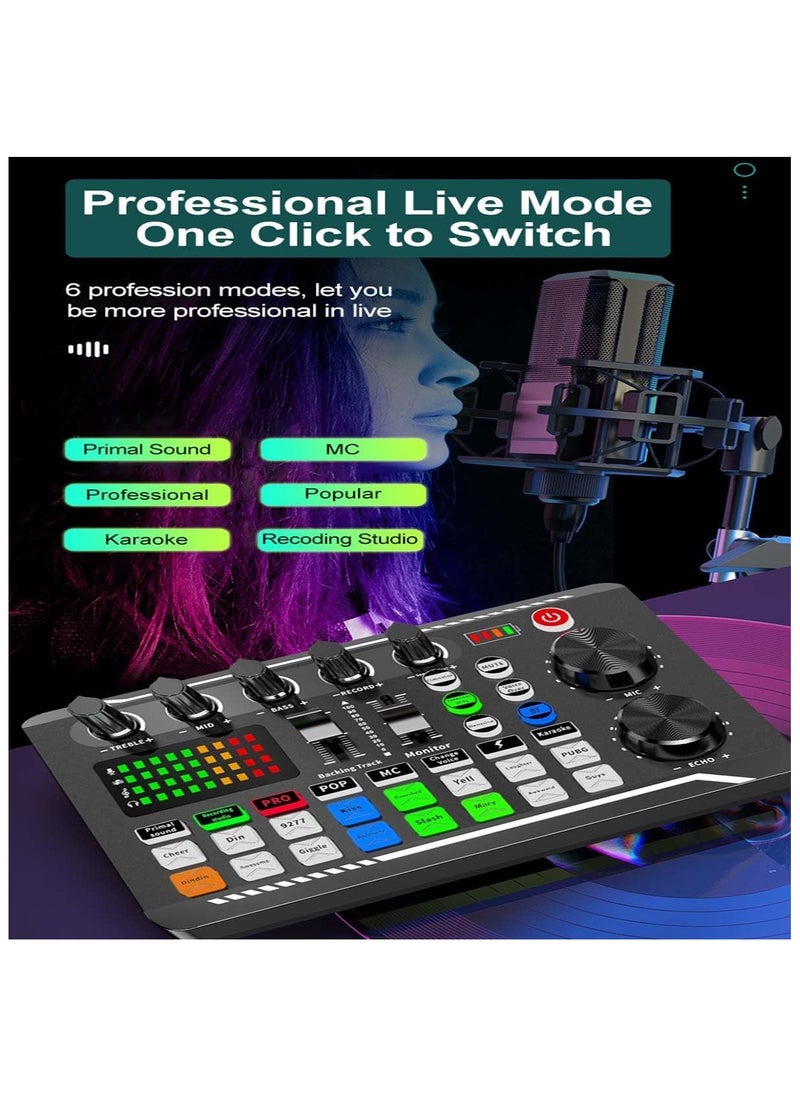 NNEWVANTE F988 Professional DJ Mixer with Voice Changer & Effects, Sound Mixer Board for Live Streaming/Gaming (F998 Sound Card + Microphone)  - Image 3
