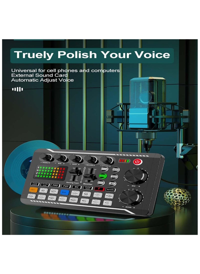 NNEWVANTE F988 Professional DJ Mixer with Voice Changer & Effects, Sound Mixer Board for Live Streaming/Gaming (F998 Sound Card + Microphone)  - Image 4