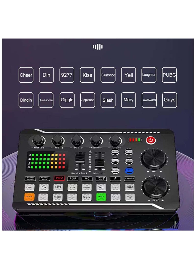 NNEWVANTE F988 Professional DJ Mixer with Voice Changer & Effects, Sound Mixer Board for Live Streaming/Gaming (F998 Sound Card + Microphone)  - Image 5