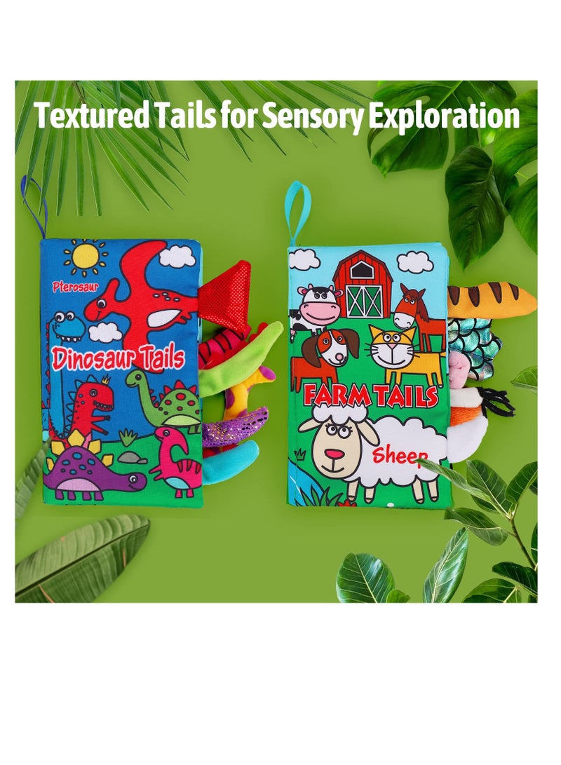 Excefore 2 PCS Baby Books Toys, Babies Touch and Feel Crinkle Cloth Books, 0-6 Months Interactive Sensory Baby Toys, Suitable for 0-3-6 Months Infant Newborn Baby Boy Girl Shower Gifts Set - Image 2