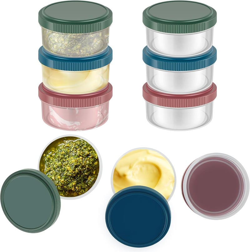 windforgecraft 9 Pack Salad Dressing Container Take Out Small Condiment Containers and Leakproof Lid Food Container Sauce Pots with Lids Reusable Dipping Sauce Cups Set for Lunch Box Picnic and Travel (Style 2) - Image 1