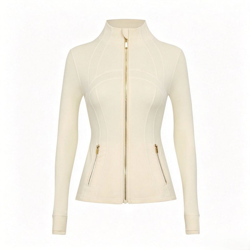 Lululemon Women's Stand Collar Zip-Up Workout Jacket with Thumb Holes & Zipper Pockets - Image 1