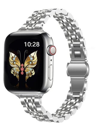 Slim Metal Straps For Apple Watch Series 10 9 8 7 6 5 4 SE, 38/40/41/42mm Stainless Steel Metal Smartwatch Wristband -Silver/Rose Gold - pzsku/Z86016DD3157DABDF71A9Z/45/_/1729258102/fa4c31d4-aab0-42f1-b431-4066d2db9595