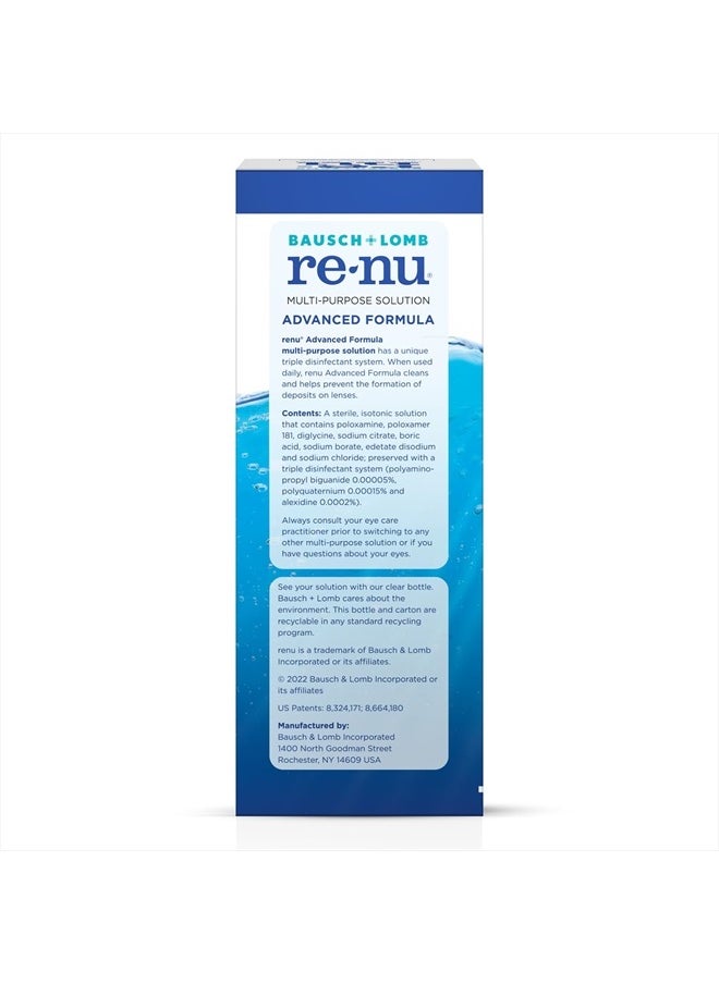 Renu Contact Lens Solution Multipurpose Disinfectant, Advanced Formula Lens Cleaner, Cleans & Moisturizes Soft & Silicon Hydrogel Lenses, 12 Fl Oz  - Image 4