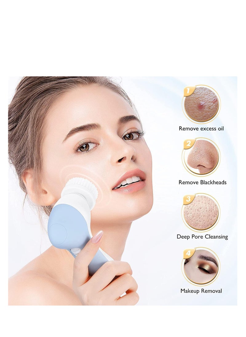 COSLUS - COSLUS Facial Cleansing Brush Silicone Face Scrubber: 3 in1 FBS-D Electric Exfoliating Massage Device Waterproof Deep Cleaning Exfoliation Rotating Spa Machine - Electronic Skin Care Wash Clean System - Image 1