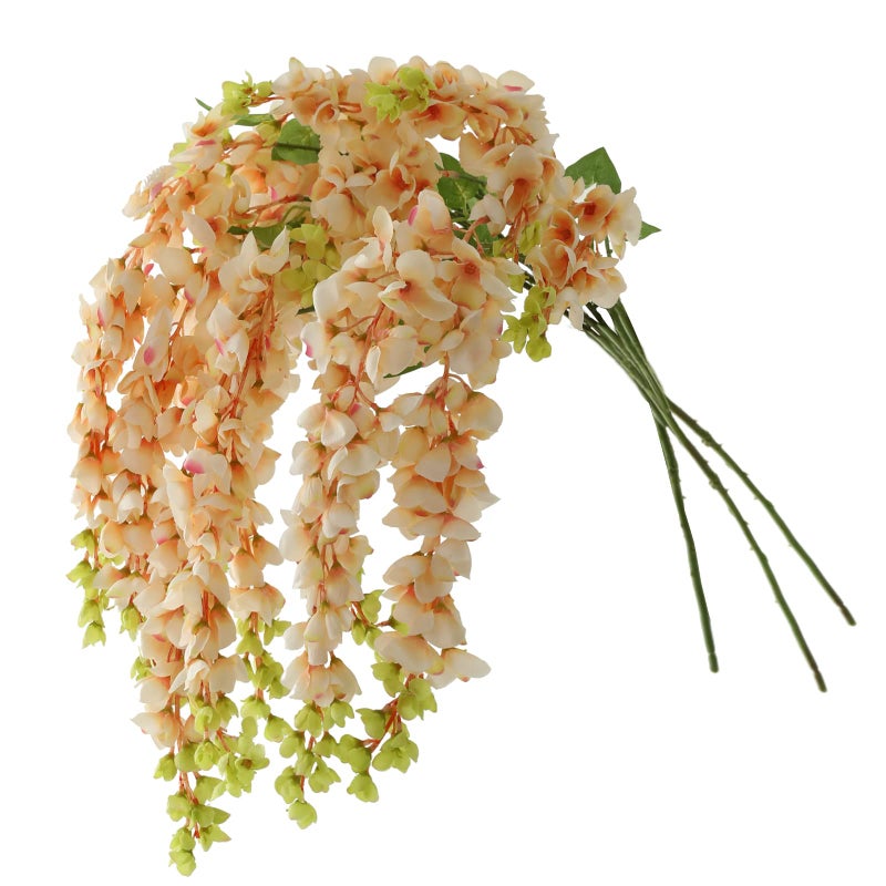 dallisten Dailisen 3 Strands 40'' Silk Amber Wisteria Artificial Flowers  Fake Wisteria Floral Hanging Plant Garland  For Home Decor  Party  Floor Vase  Balcony  Wedding Arrangement Decoration (Amber) - Image 1