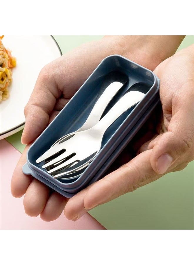 410 Stainless Steel Portable Spoon Fork Short Handle Fork Spoon Student Dinner Dessert Round Spoon Fork Mini Tableware-Specifications:Small Spoon (original Color) - Image 2