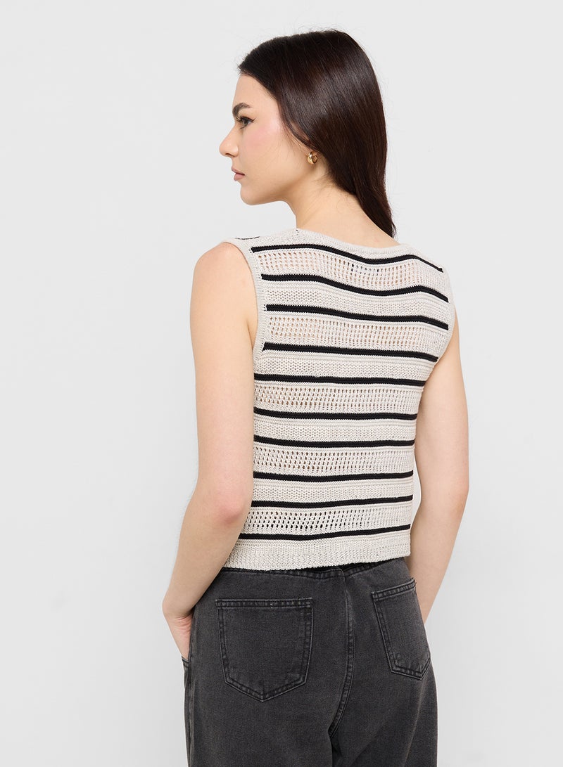 Ginger Knitted Crochet Button Down Vest  - Image 2