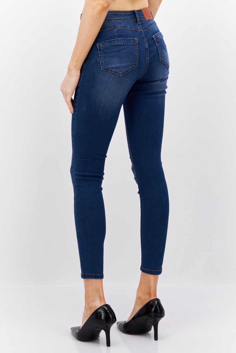 NOISY MAY Women Slim Fit Washed Stretchable Slim Leg Jeans, Med Blue - Image 2