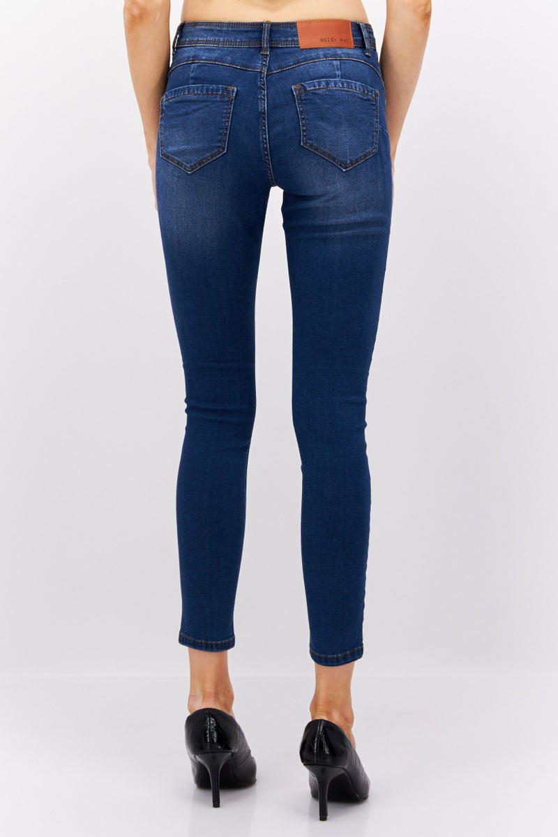NOISY MAY Women Slim Fit Washed Stretchable Slim Leg Jeans, Med Blue - Image 3