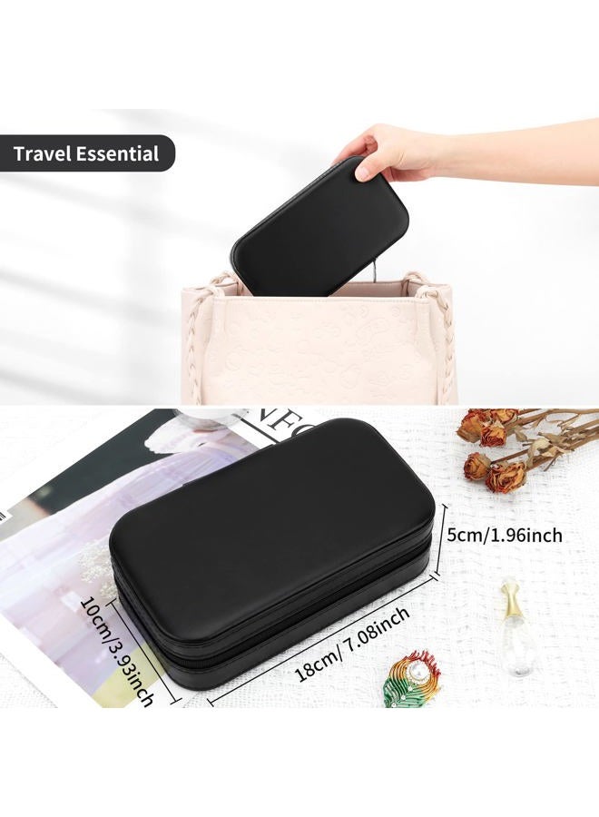 DesignSter Travel Jewelry Box, PU Leather Portable Jewelry Case, Small Jewelry Boxes for Gifts, Travel Jewelry Organizer for Women Rings Earrings Necklaces Bracelets (Black) - Image 5